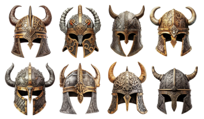 Set of horned helmets, cut out
