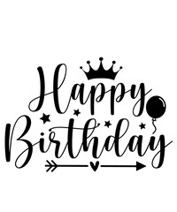 Happy Birthday typography design on plain white transparent isolated background for card, shirt, hoodie, sweatshirt, apparel, tag, mug, icon, poster or badge