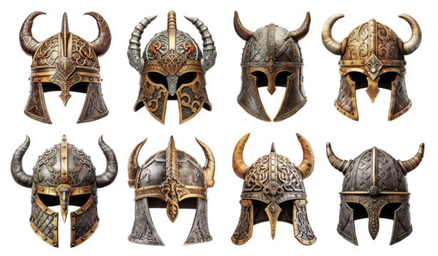 Set of horned helmets, cut out