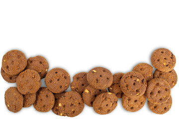 Chocolate cookies isolated on transparent background.