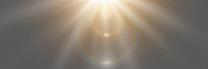 Sunlight with special glare effect. On a transparent background.