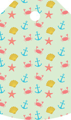 
Tag with sea motif, summer design.
