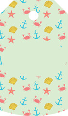 
Tag with sea motif, summer design.