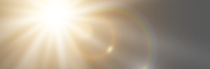 Sunlight with special glare effect. On a transparent background.