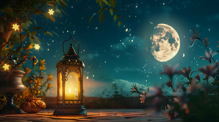 Eid-Ul-Adha festival celebration, Arabic Ramadan Lantern,Decoration lamp background,Generative Ai