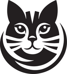 Create Cat logo vector, silhouette style and white background.