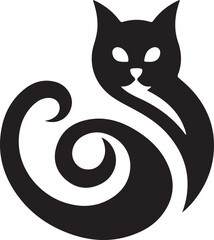 Create Cat logo vector, silhouette style and white background.