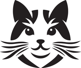 Create Cat logo vector, silhouette style and white background.