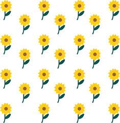 Minimal sunflower seamless pattern vector