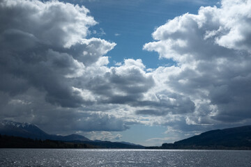 Clouds over Loch Lochy in the Scottish Highlands.