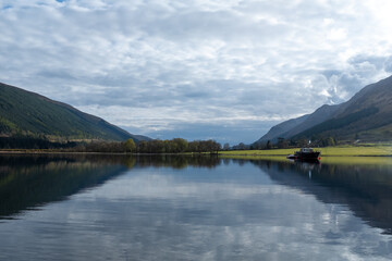 Mountain and loch view of Loch Ceann in the Scottish Highlands.
