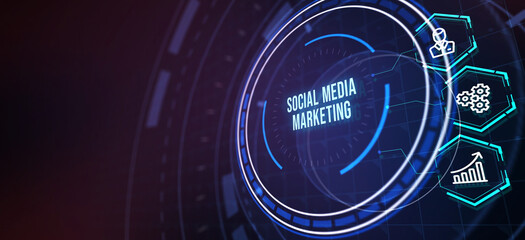 Business, Technology, Internet and network concept. SMM Social Media Marketing. 3d illustration