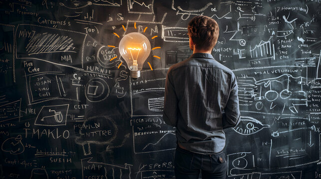 Creative startup founder crafting content marketing strategy for brand authority and customer relationships - Photo realistic concept