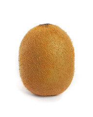 Ripe whole kiwi isolated on white background. Close-up.