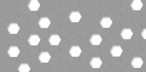 Abstract gray background with hexagon and hexagonal background. Luxury grey pattern with hexagons. abstract 3d hexagonal background with shadow. 3D futuristic abstract honeycomb mosaic background.