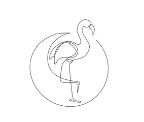 Continuous one line drawing of flamingo bird. Beautiful flamingo simple line art vector design.