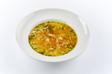 vegetable soup on the white