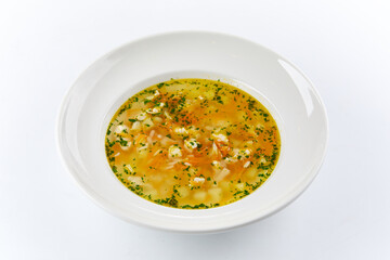 vegetable soup on the white