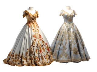 two elegant dress on mannequin