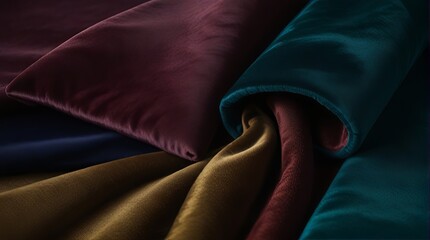 a luxurious texture showcasing the soft and plush feel of velvet fabric, with deep and rich colors and a velvety sheen. sumptuous hues of emerald green, and deep burgundy exuding opulence and elegance