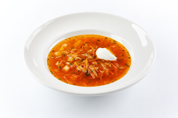 vegetable soup on the white