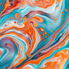 Fototapeta premium A colorful acrylic painting in a swirling marble design with shades of blue, purple, and white