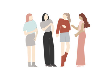 Obraz premium A group of girl chatting together ,vector flat art.