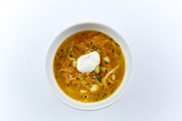 vegetable soup on the white