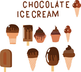 set of chocolate ice cream 