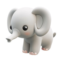 Cute baby elephant icon 3d rendering . ai generative