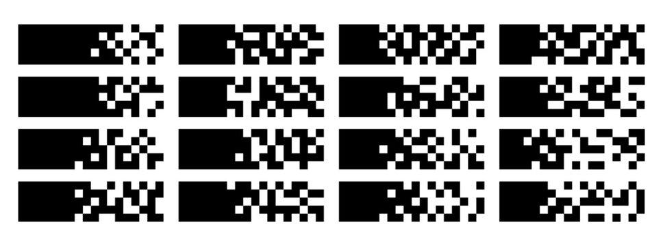 Set of flat modern technology pixel border design