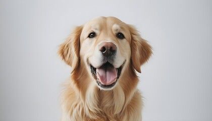 happy golden retriever dog isolated on a white background create with ai