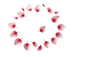 pink petal flower flying floating on white or transparent png background 