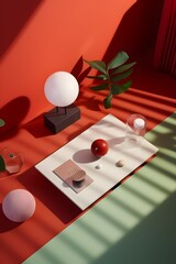 Minimalist 3D Objects Arrangement in Soft Lighting for Modern Design