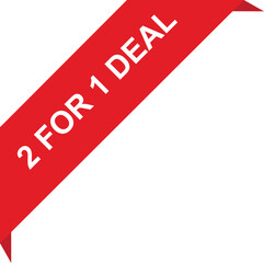 2 for 1 deal red corner ribbon tag with text