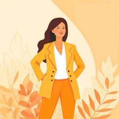 Photo minimal illustration women business consultants post template, stylish attire fashion and nature harmoniously