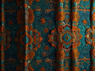 Intricate patterns of mandarin and turquoise