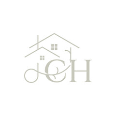 CH logo with a home form element which means a real estate company