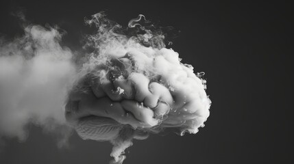 Head with smoke Burnout overworked concept, work stress symbol for a psychological emotional disorder diagnosis as a human head made of burnt out