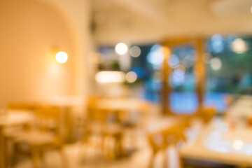 Bokeh view of the cozy coffee shop