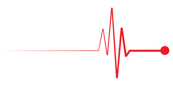 Heartbeat, pulse line vector, ECG, EKG cardiogram silhouette line icon. Heart beat red graph icon. Heart beat wave. Heartbeat sign in flat design. vector illustration.
