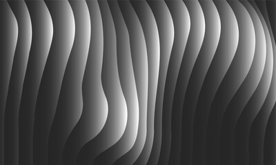 Abstract wavy black and white background. Minimal grey gradient backdrop design