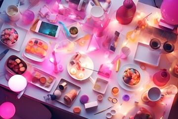 3D Flat Lay Photography: Soft Lighting Showcasing Abstract Objects and Design