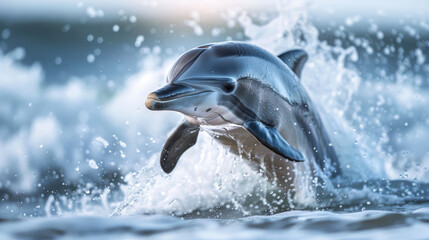 Dolphin jumps out of the water 