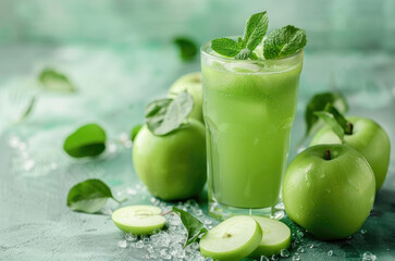A refreshing green apple drink background