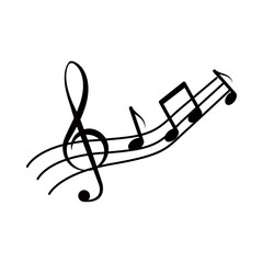 Treble clef and notes flat sign, melody song tune