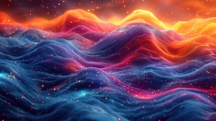 Fototapeta premium 3D rendering of a colorful wave wall background