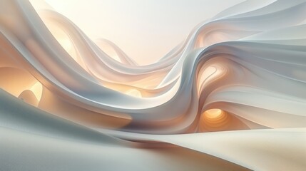 A 3D rendering white color waves background