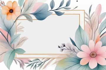 Floral Frame with hand drawn wildflowers for invitation design.