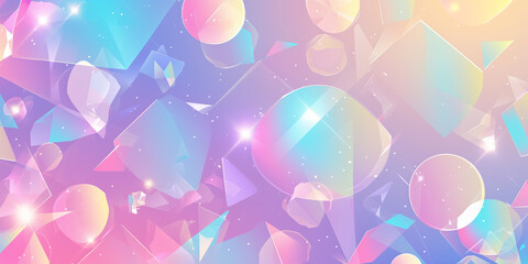 Sparkling neon geometric pattern background with pastel gradients